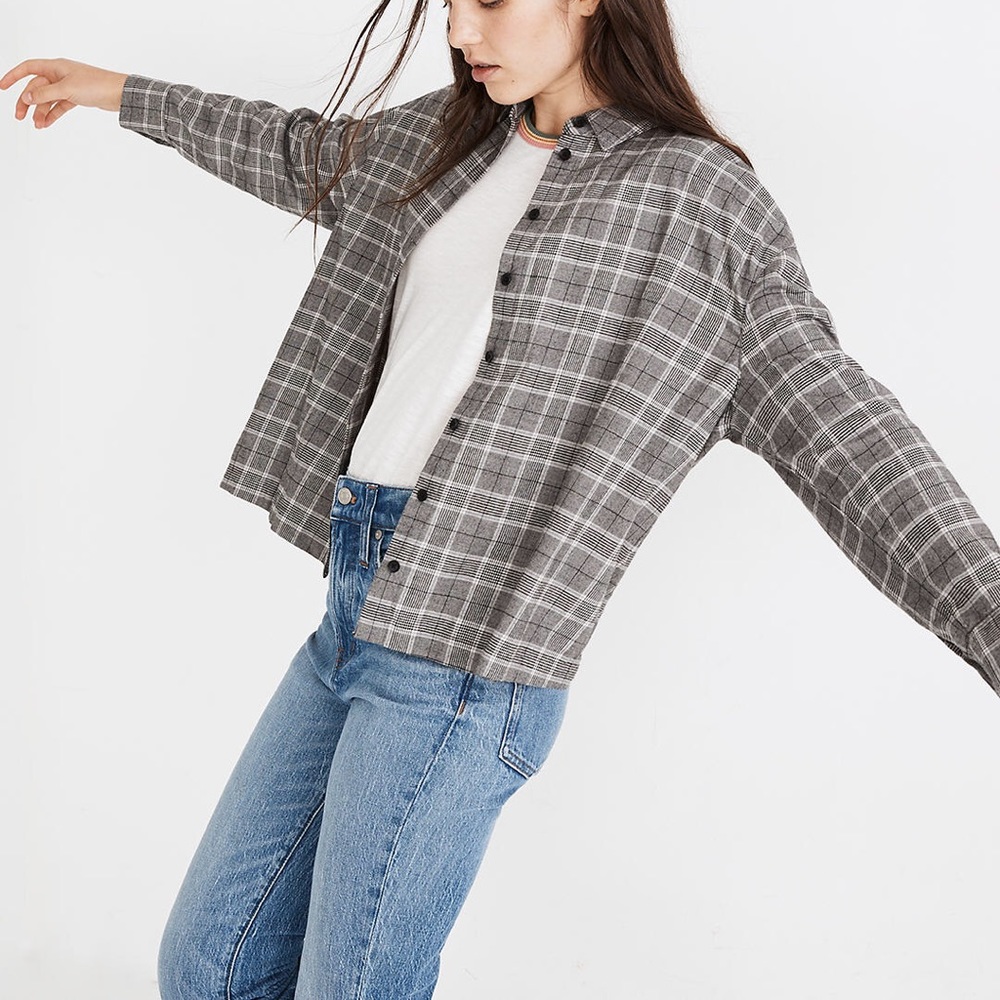 MADEWELL Plaid Westlake Shirt -slightly cropped -size medium